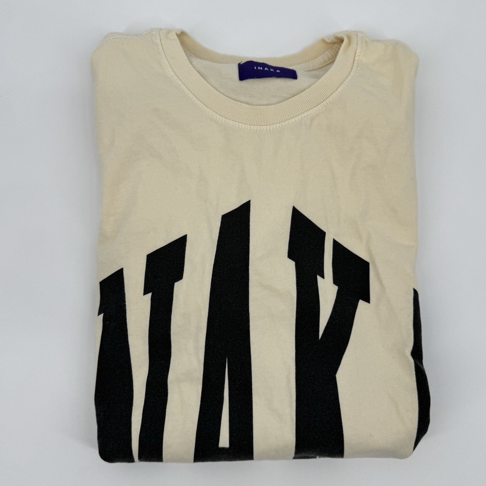INAKA Medium Graphic T Shirt Cream Streetwear Athletic Logo Tee Unisex Fitness - Picture 11 of 11